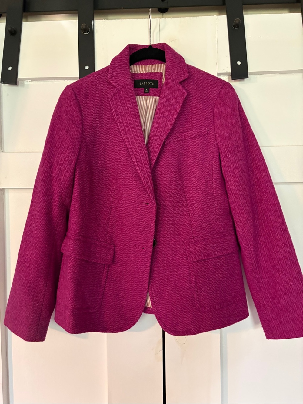 Talbots Fuchsia Wool-Blend Tailored Blazer Jacket